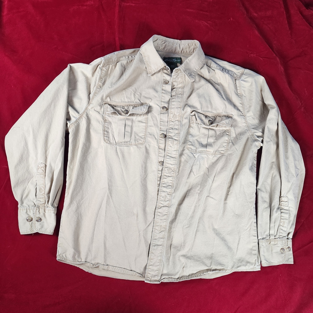 Eddie Bauer Light Tan Casual Button-Down Shirt